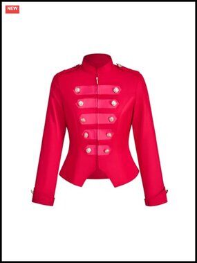 Women's Double Breasted Steampunk Ringmaster Jacket Polyester Zip Up